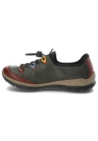 Zielone Półbuty Rieker Wygodne Buty Damskie. Okazja: na co dzień. Kolor: zielony. Materiał: materiał, syntetyk. Szerokość cholewki: normalna. Styl: elegancki, casual, sportowy #8