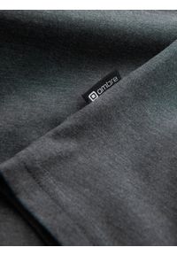 Ombre Clothing - T-shirt męski z okrągłym rozpinanym dekoltem henley – grafitowy V6. Okazja: na co dzień. Typ kołnierza: typu henley. Kolor: szary. Materiał: poliester, bawełna. Styl: casual #7