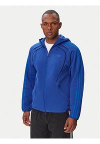 Adidas - adidas Polar Spacer Teamgeist 26 Cutline Fullzip Hoodie KW0887 Niebieski Regular Fit. Okazja: na spacer. Kolor: niebieski. Materiał: bawełna #1