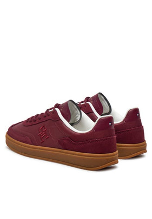 TOMMY HILFIGER - Tommy Hilfiger Sneakersy Heritage FW0FW08186 Bordowy. Kolor: czerwony. Materiał: zamsz, skóra