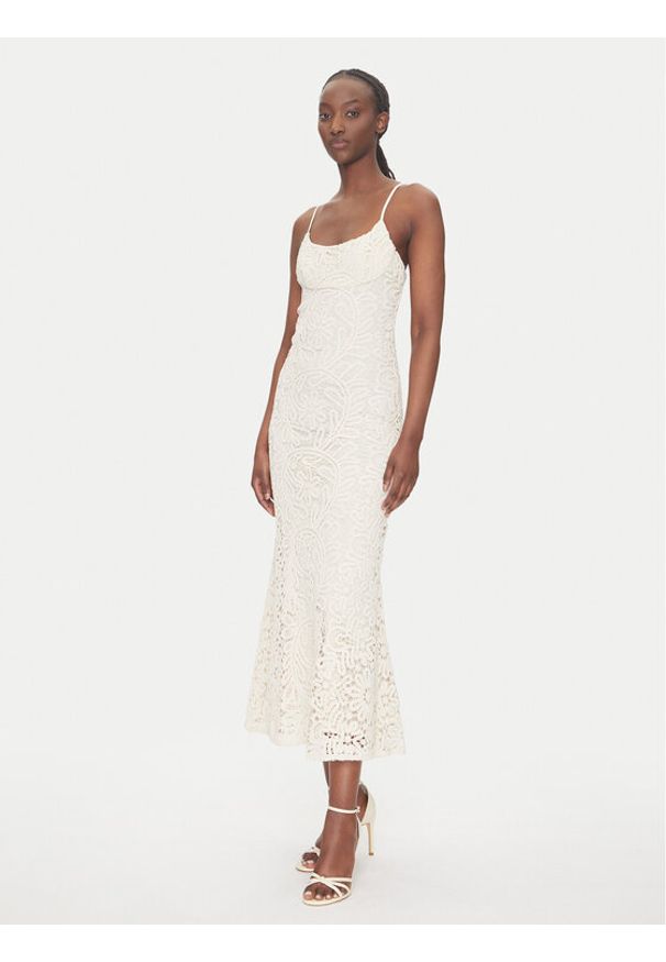 BARDOT - Bardot Sukienka koktajlowa 57998DB6 Écru Slim Fit. Materiał: bawełna. Styl: wizytowy