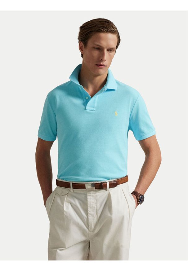 Polo Ralph Lauren Polo 710536856449 Turkusowy Slim Fit. Typ kołnierza: polo. Kolor: turkusowy. Materiał: bawełna