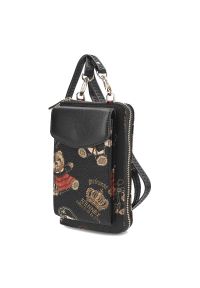 Czarny Portfel Damski Torebka Na Telefon Henney Bear London. Kolor: czarny. Wzór: kolorowy, aplikacja. Materiał: zdobione. Styl: casual, elegancki. Rodzaj torebki: na ramię #4