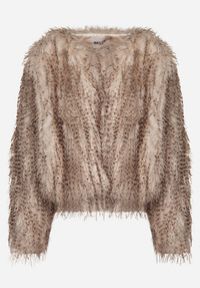 Born2be - Brązowa Futrzana Kurtka z Cieniowanym Wzorem Tusvella. Okazja: na co dzień. Kolor: brązowy. Materiał: futro. Styl: klasyczny, casual #3