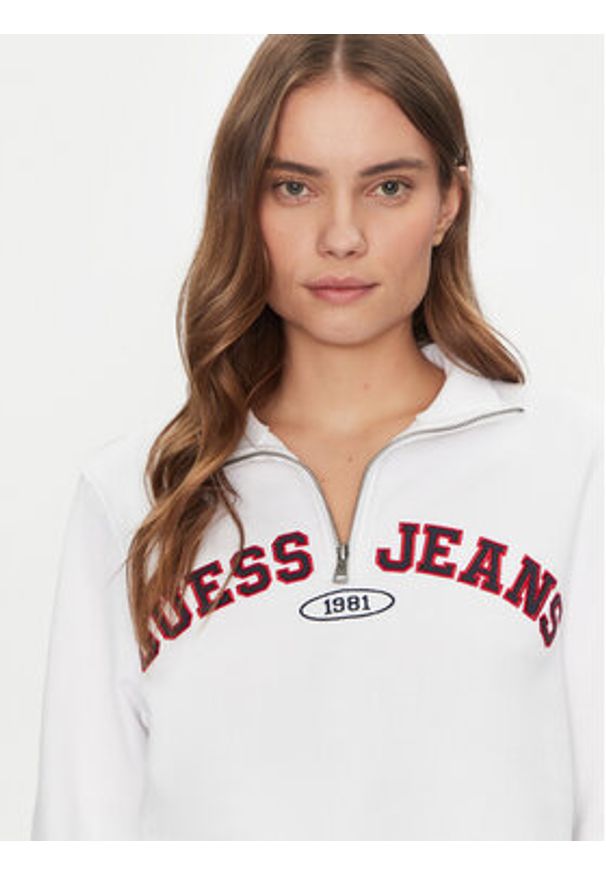 Guess Jeans Bluza W5RQ25 K68I4 Biały Regular Fit. Kolor: biały. Materiał: bawełna