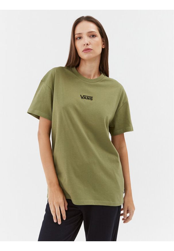 Vans T-Shirt Flying V Oversized VN0A7YUT Zielony Oversize. Kolor: zielony. Materiał: bawełna
