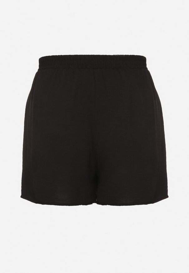 Born2be - Czarne Szorty z Wysokim Stanem i Gumką w Pasie Mevaraia. Stan: podwyższony. Kolekcja: plus size. Kolor: czarny. Sezon: lato. Styl: klasyczny