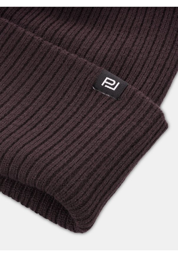 Pako Lorente - PAKO LORENTE – Brązowa czapka męska. Kolor: brązowy. Materiał: poliester, nylon, wiskoza. Wzór: prążki. Sezon: zima