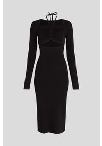 Karl Lagerfeld sukienka KL x The Ultimate icon kolor czarny midi dopasowana. Typ kołnierza: dekolt w karo. Kolor: czarny. Materiał: dzianina, materiał. Długość rękawa: długi rękaw. Typ sukienki: dopasowane. Długość: midi #9