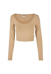 Damska koszulka crop top z długim rękawem Urban Classics Organic. Kolor: beżowy. Długość rękawa: długi rękaw. Długość: długie #1