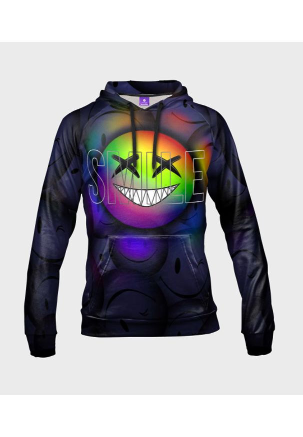 MegaKoszulki - Bluza damska fullprint z kapturem Rainbow Smile. Typ kołnierza: kaptur. Materiał: dzianina, dresówka