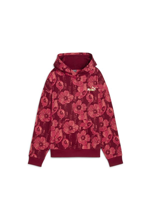 Puma - Damska bluza z kapturem z grafiką ESS+ Class Act PUMA Intense Red. Typ kołnierza: kaptur. Kolor: czerwony. Sport: fitness