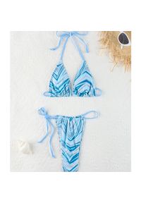 Intica - Bikini wiązane szybkoschnące na plażę Marged. Kolor: niebieski. Materiał: materiał