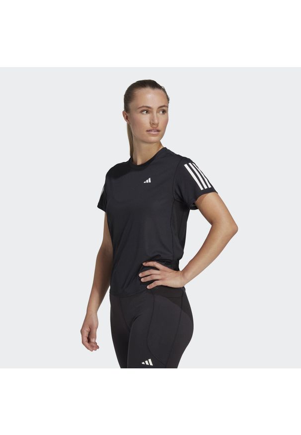 Koszulka do biegania damska Adidas Own the Run Tee. Kolor: czarny. Materiał: materiał. Sport: bieganie