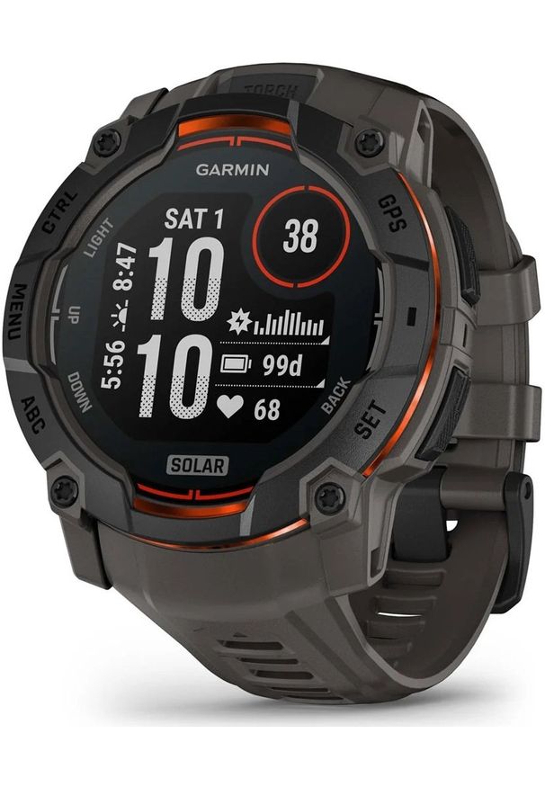 GARMIN - Zegarek sportowy Garmin Instinct 3 Solar - 50mm Czarny (010-02935-00). Kolor: czarny. Styl: sportowy