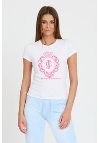 Juicy Couture - JUICY COUTURE Biały damski t-shirt Heritage Crest Fitted, Rozmiar S. Kolor: biały