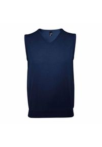 SOL'S - Dzianinowa Kamizelka Bez Rękawów Dla Dorosłych Panów Unisex. Kolor: niebieski. Materiał: dzianina. Długość rękawa: bez rękawów