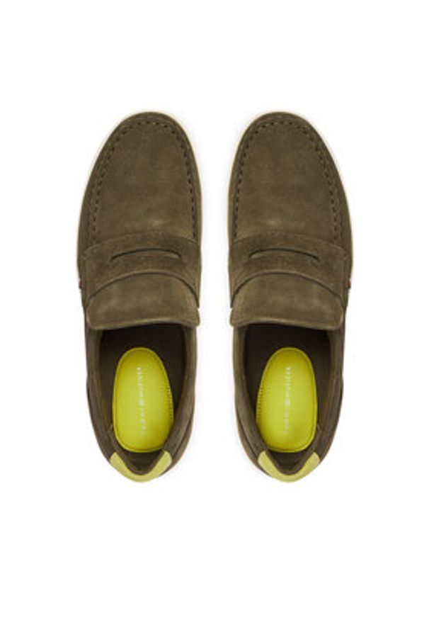 TOMMY HILFIGER - Tommy Hilfiger Półbuty Modern Light Hybrid Suede LoaferFM0FM05786 Zielony. Kolor: zielony. Materiał: skóra, zamsz