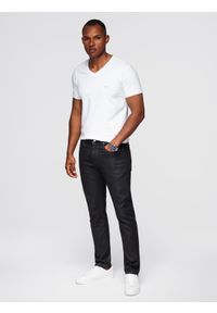 Ombre Clothing - Męskie woskowane spodnie jeansowe SLIM FIT – czarne V3 OM-PADP-0149 - XXL. Kolor: czarny. Materiał: jeans. Styl: klasyczny, retro, rockowy #4