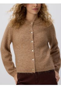 Reserved - Kardigan z domieszką alpaki - beżowy. Kolor: beżowy. Materiał: dzianina, wełna