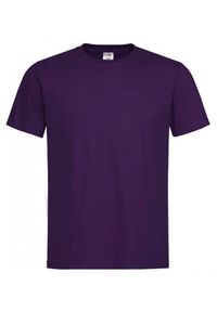 Stedman - Fioletowy Bawełniany T-Shirt Męski Bez Nadruku -STEDMAN- Koszulka, Krótki Rękaw, Basic, U-neck. Okazja: na co dzień. Kolor: fioletowy. Materiał: bawełna. Długość rękawa: krótki rękaw. Długość: krótkie. Styl: casual