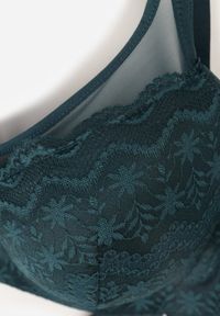 Renee - Ciemnozielony Biustonosz z Koronki z Sercem z Cyrkonii Adrievianna. Kolor: zielony. Materiał: koronka. Wzór: koronka #4