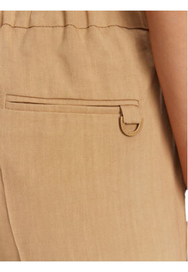 Marella Spodnie materiałowe Arles 2513131065 Beżowy Slim Fit. Kolor: beżowy. Materiał: len, wiskoza