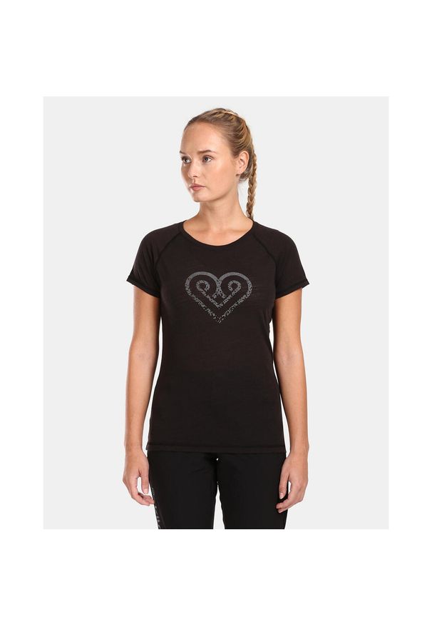 Damska koszulka z wełny merynosów Kilpi ZARJA-W. Kolor: czarny. Materiał: wełna. Sport: turystyka piesza