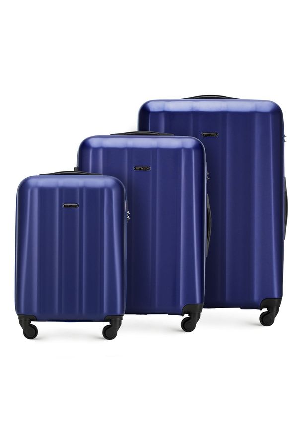 Wittchen - Zestaw walizek z polikarbonu fakturowanych. Kolor: niebieski. Materiał: guma. Styl: klasyczny