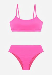 Born2be - Fuksjowe Prążkowane Bikini o Klasycznym Kroju z Regulacją Ramiączek Shariesh. Kolekcja: plus size. Kolor: różowy. Materiał: prążkowany. Długość: długie #3
