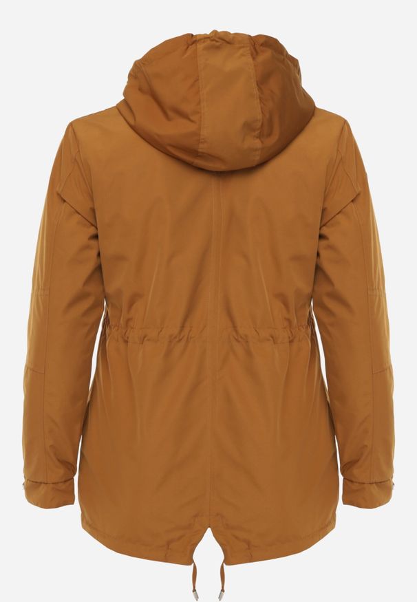 Born2be - Brązowo-Czarna Przejściowa Kurtka Dwustronna Parka z Pikowaniem i Kapturem Tidare. Okazja: na spacer, na co dzień. Kolekcja: plus size. Kolor: brązowy. Materiał: jeans, poliester. Styl: casual, sportowy