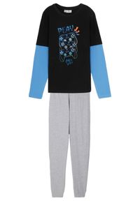 bonprix - Piżama z miękkiej bawełny organicznej (2 części), z bawełny organicznej. Kolor: czarny. Materiał: bawełna #1