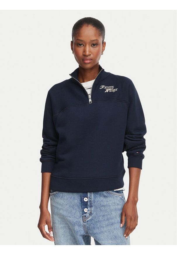 TOMMY HILFIGER - Tommy Hilfiger Bluza WW0WW51878 Granatowy Regular Fit. Kolor: niebieski. Materiał: bawełna