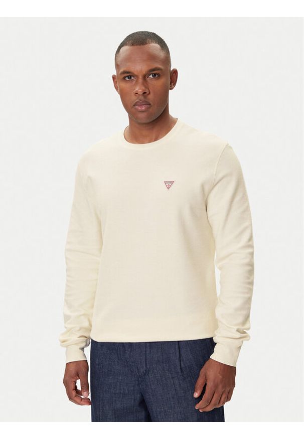 Guess Jeans Longsleeve M4BI77 KCII1 Écru Regular Fit. Materiał: bawełna. Długość rękawa: długi rękaw