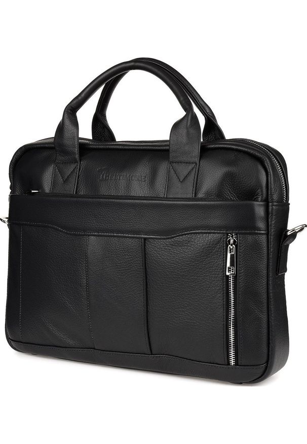 Torba Beltimore Skórzana torba na laptop duża męska pojemna premium Beltimore czarna J13. Kolor: czarny. Materiał: skóra