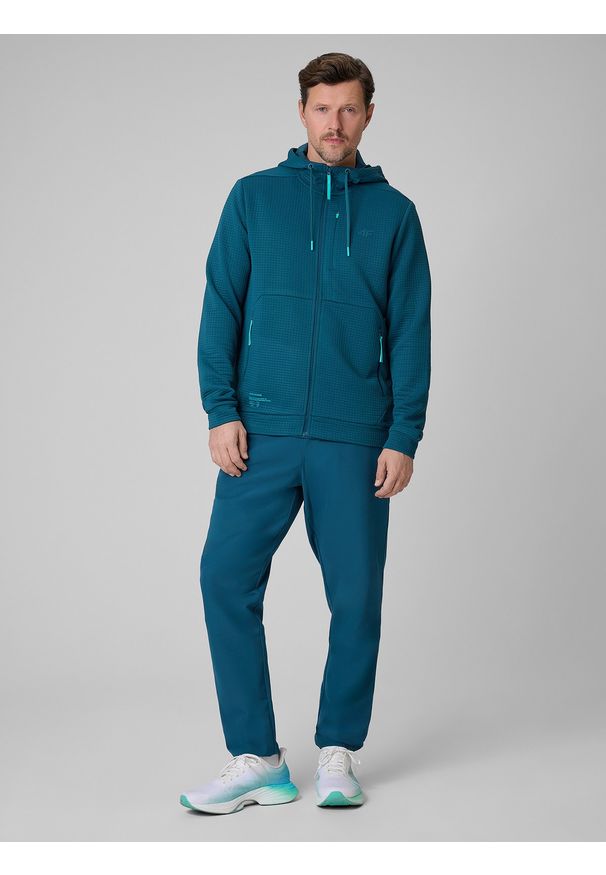 4f - 4F Bluza treningowa regular z kapturem męska - granatowa L. Typ kołnierza: kaptur. Kolor: niebieski