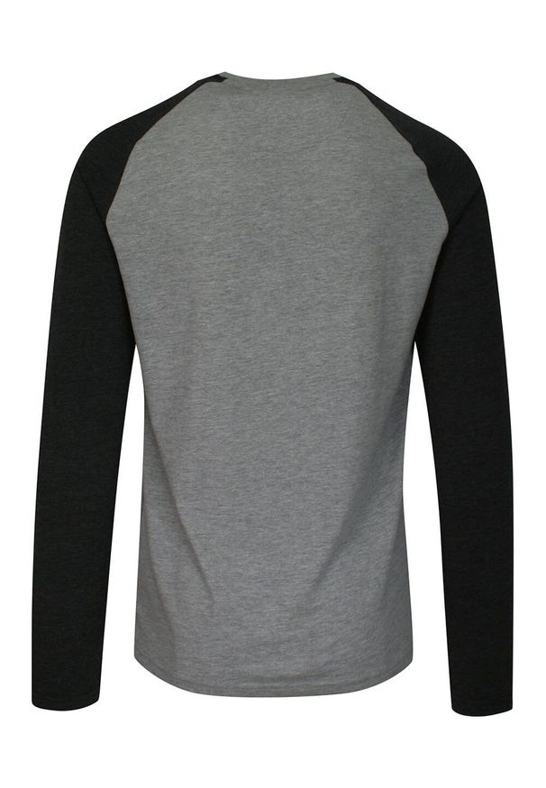 Brave Soul - Dwukolorowy T-Shirt Męski, Szaro-Czarny, Koszulka z Długim Rękawem, Longsleeve -BRAVE SOUL. Okazja: na co dzień. Kolor: wielokolorowy, czarny, szary. Materiał: bawełna, wiskoza. Długość rękawa: długi rękaw. Długość: długie. Sezon: jesień, zima. Styl: klasyczny, casual