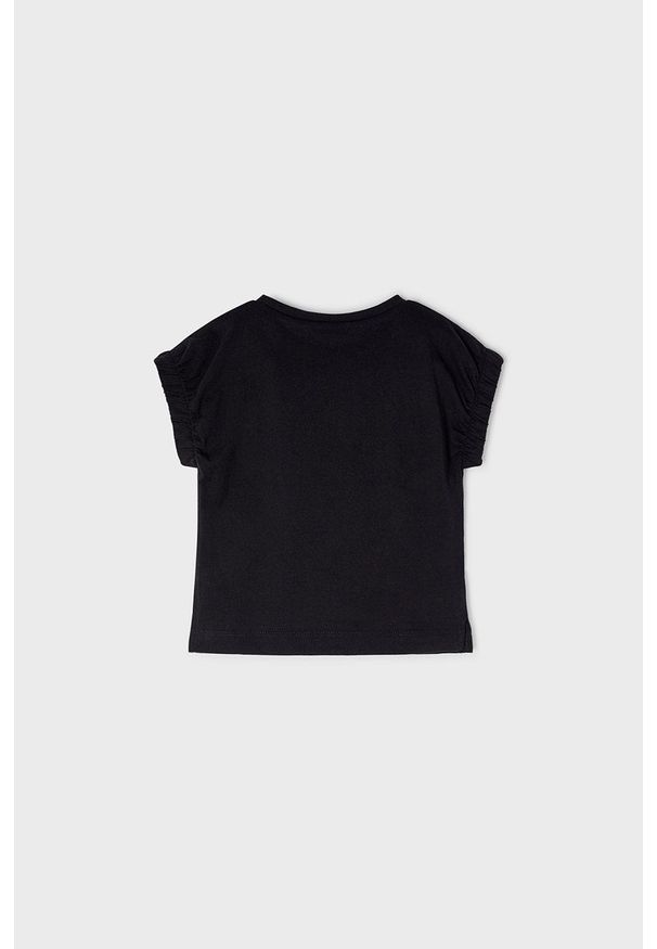Mayoral T-shirt bawełniany dziecięcy kolor czarny. Okazja: na co dzień. Kolor: czarny. Materiał: bawełna. Wzór: nadruk. Styl: casual