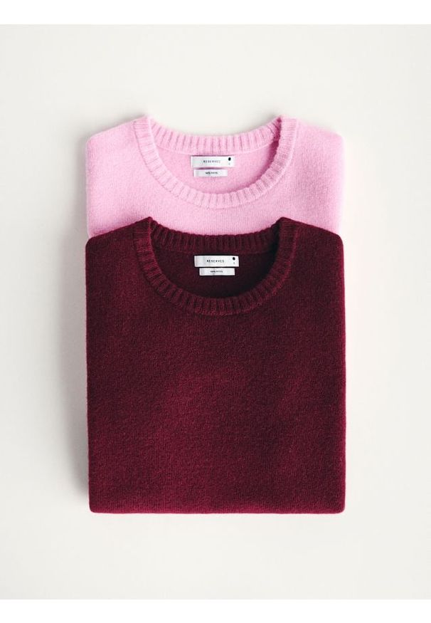 Reserved - Wełniany sweter - bordowy. Kolor: czerwony. Materiał: wełna