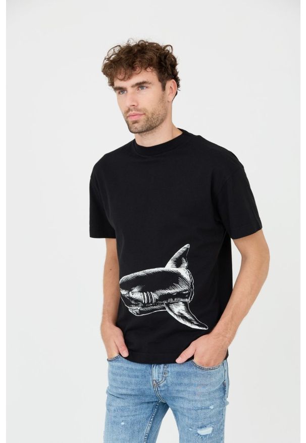 PALM ANGELS Czarny t-shirt Broken Shark Classic Tee. Kolor: czarny