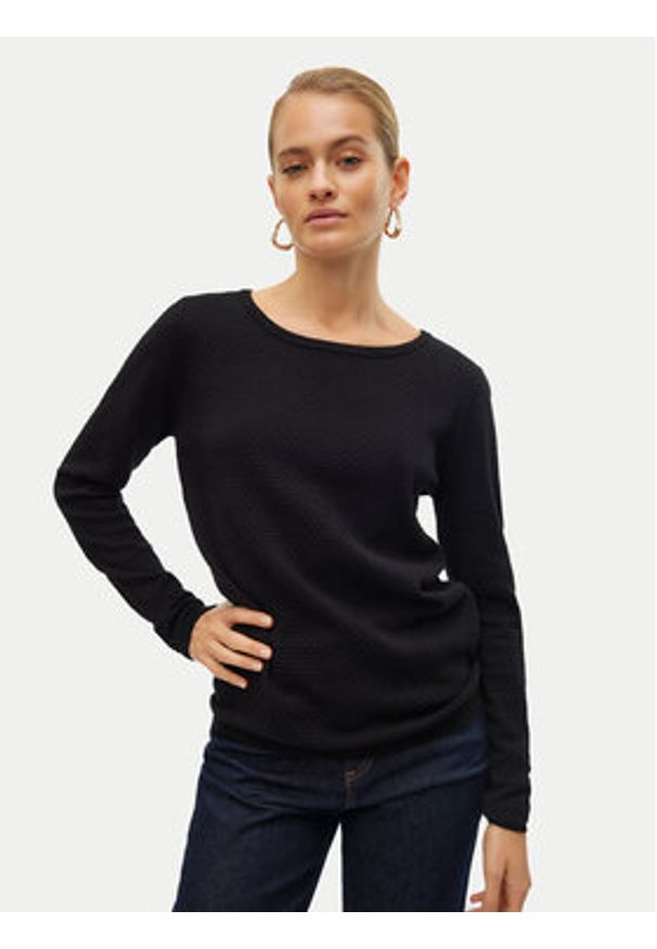 Vero Moda Sweter Care 10136644 Czarny Regular Fit. Kolor: czarny. Materiał: bawełna