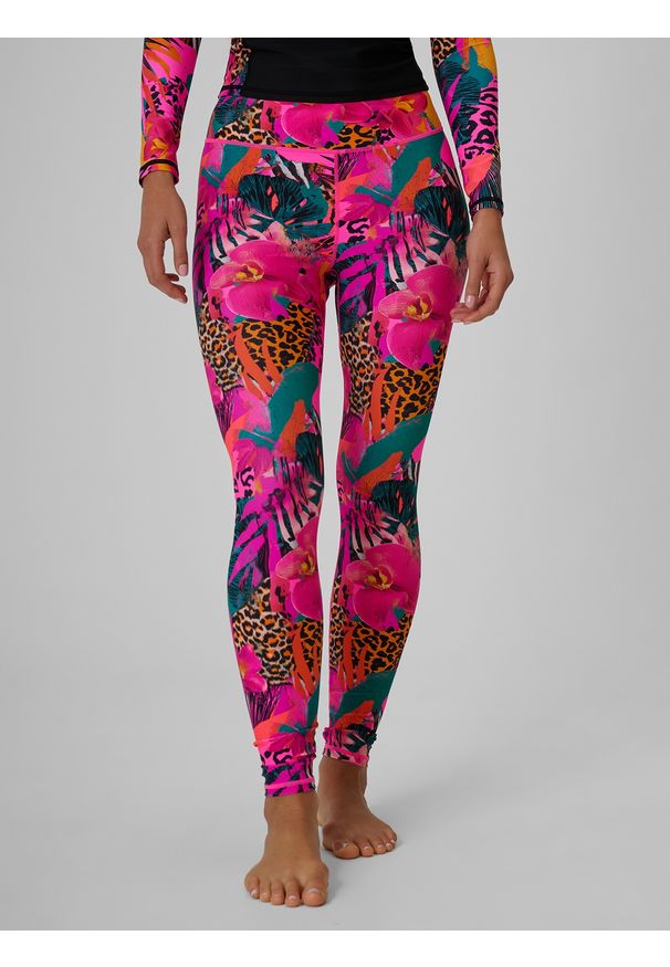 4f - 4F Legginsy do pływania i sportów wodnych z filtrem UPF50+ damskie - multikolor XXL. Kolor: wielokolorowy. Materiał: materiał, skóra. Długość: długie. Sport: żeglarstwo, pływanie