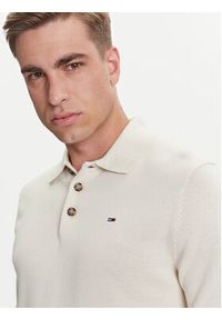 Tommy Jeans Sweter Essential DM0DM20304 Beżowy Slim Fit. Kolor: beżowy. Materiał: bawełna