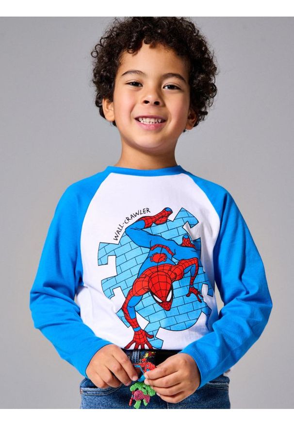 Sinsay - Bawełniana koszulka z nadrukiem Spider-Man - biały. Kolor: biały. Materiał: bawełna. Wzór: nadruk