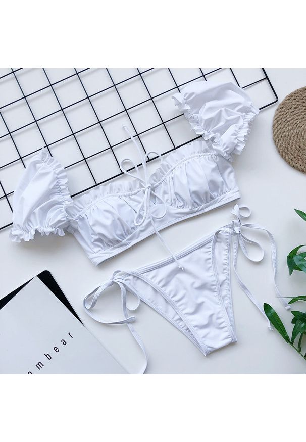 Intica - Bikini z rękawkiem na lato z trwałego materiału Saskia. Kolor: biały. Materiał: materiał