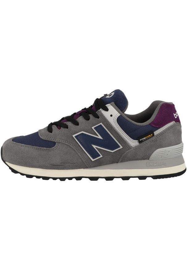 Buty do chodzenia męskie New Balance U574KGN. Zapięcie: sznurówki. Kolor: szary. Materiał: skóra, syntetyk, materiał, tkanina. Szerokość cholewki: normalna. Model: New Balance 574. Sport: turystyka piesza