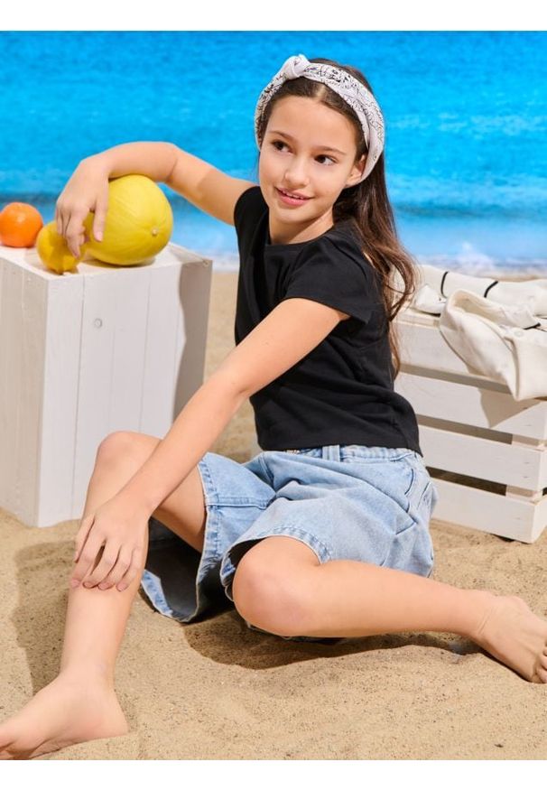 Sinsay - Koszulka z marszczeniami po bokach - czarny. Kolor: czarny