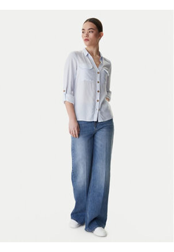 Vero Moda Koszula Bumpy 10275283 Niebieski Regular Fit. Kolor: niebieski. Materiał: wiskoza