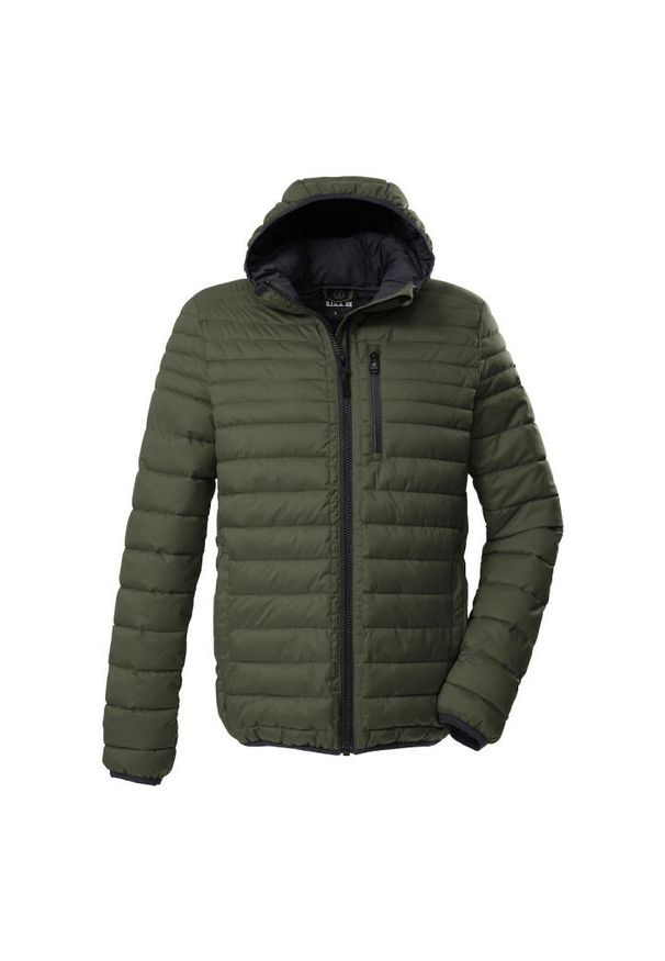 Kurtka z kapturem Killtec GW 28. Typ kołnierza: kaptur. Kolor: czarny, zielony, wielokolorowy. Materiał: puch. Sezon: zima