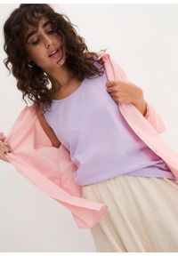 bonprix - Długi top z czystej bawełny (5 sztuk). Kolor: fioletowy. Materiał: bawełna. Długość: długie. Wzór: gładki, jednolity, melanż #2